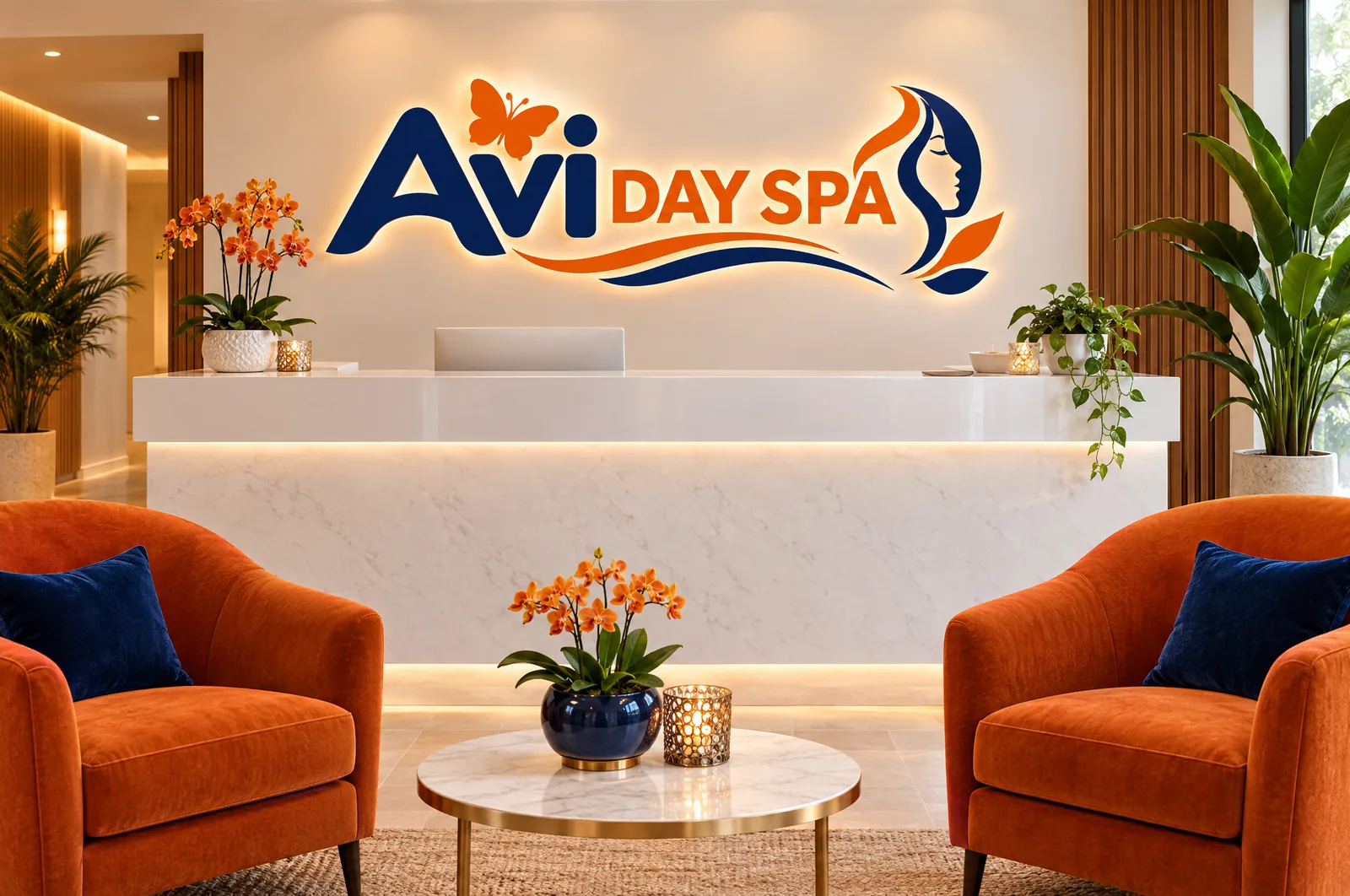 The reception area at AVI Day Spa in Vienna, VA
