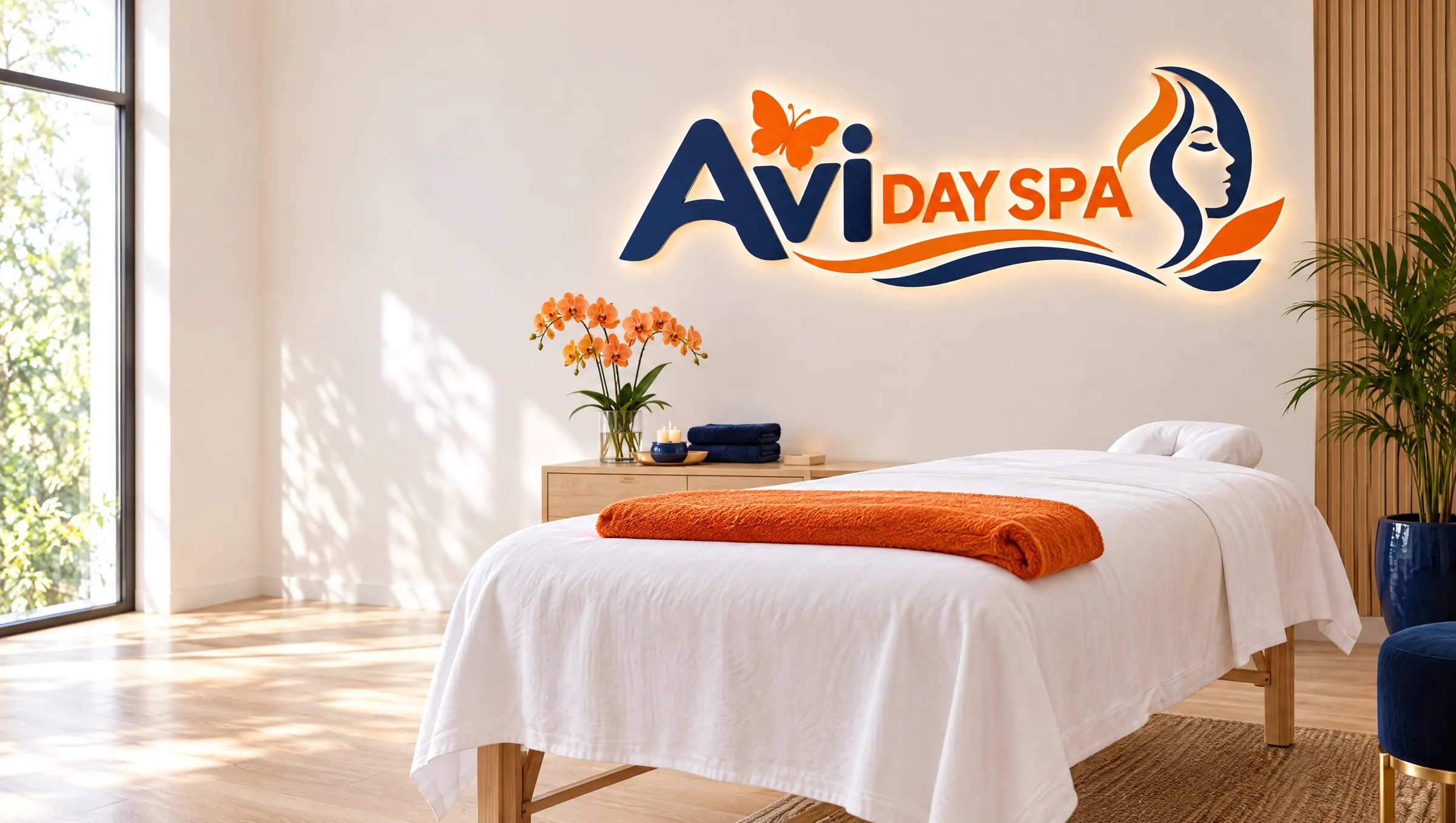 A bright treatment room at AVI Day Spa in Vienna, VA